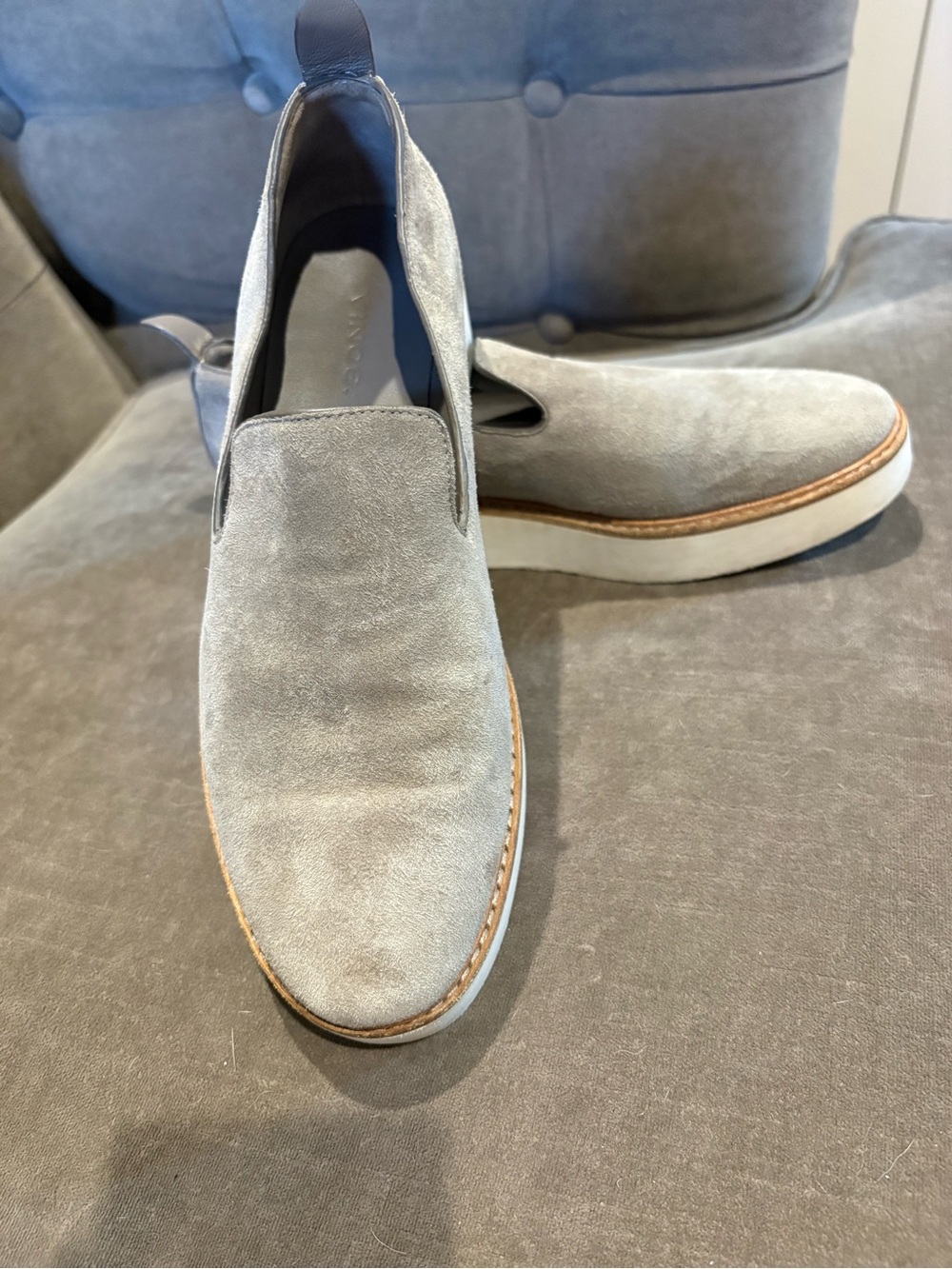 Vince Women's Suede Slip-On Sneakers in Light Gray